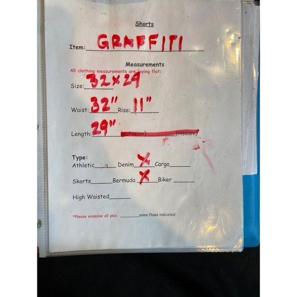 Cali Studios Graffiti Denim Shorts Bermuda Blue Size 32 - Picture 9 of 9